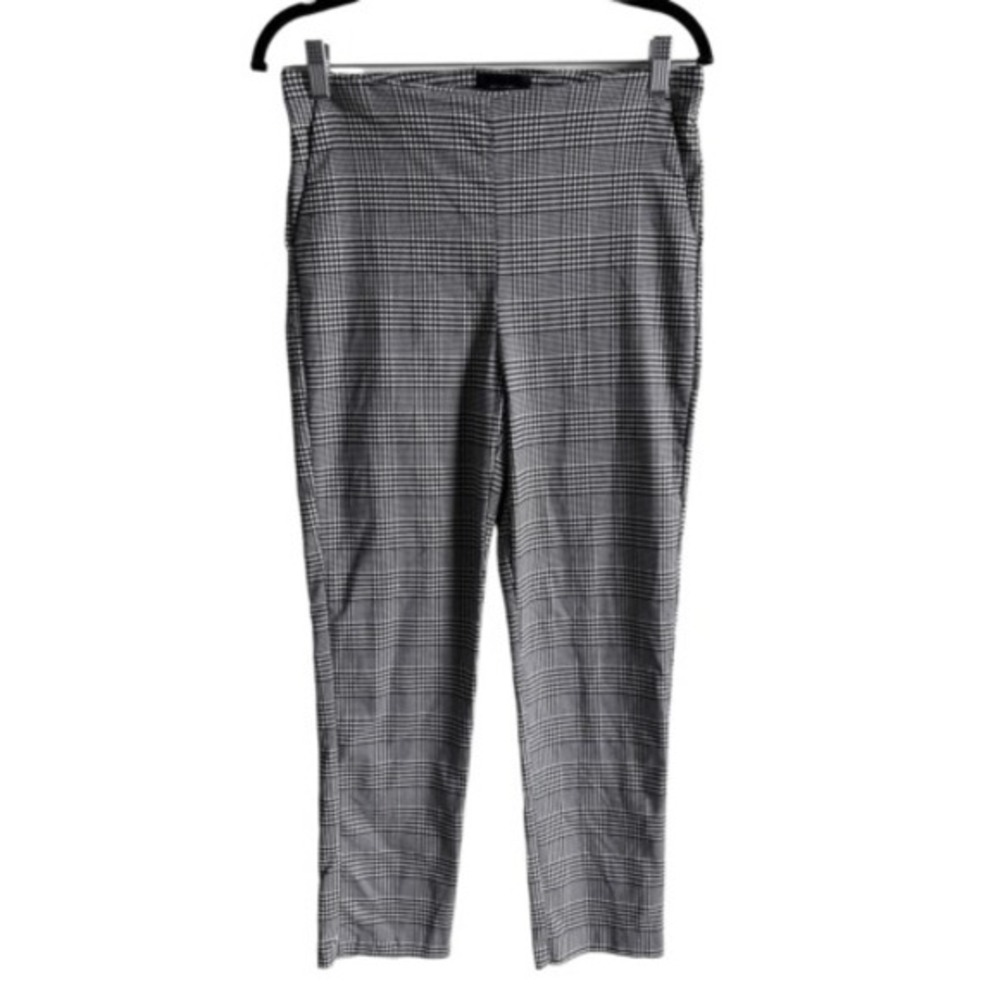 Massimo Fabbro Plaid Pull On‎ Career Pants Stretch Black White Size 8